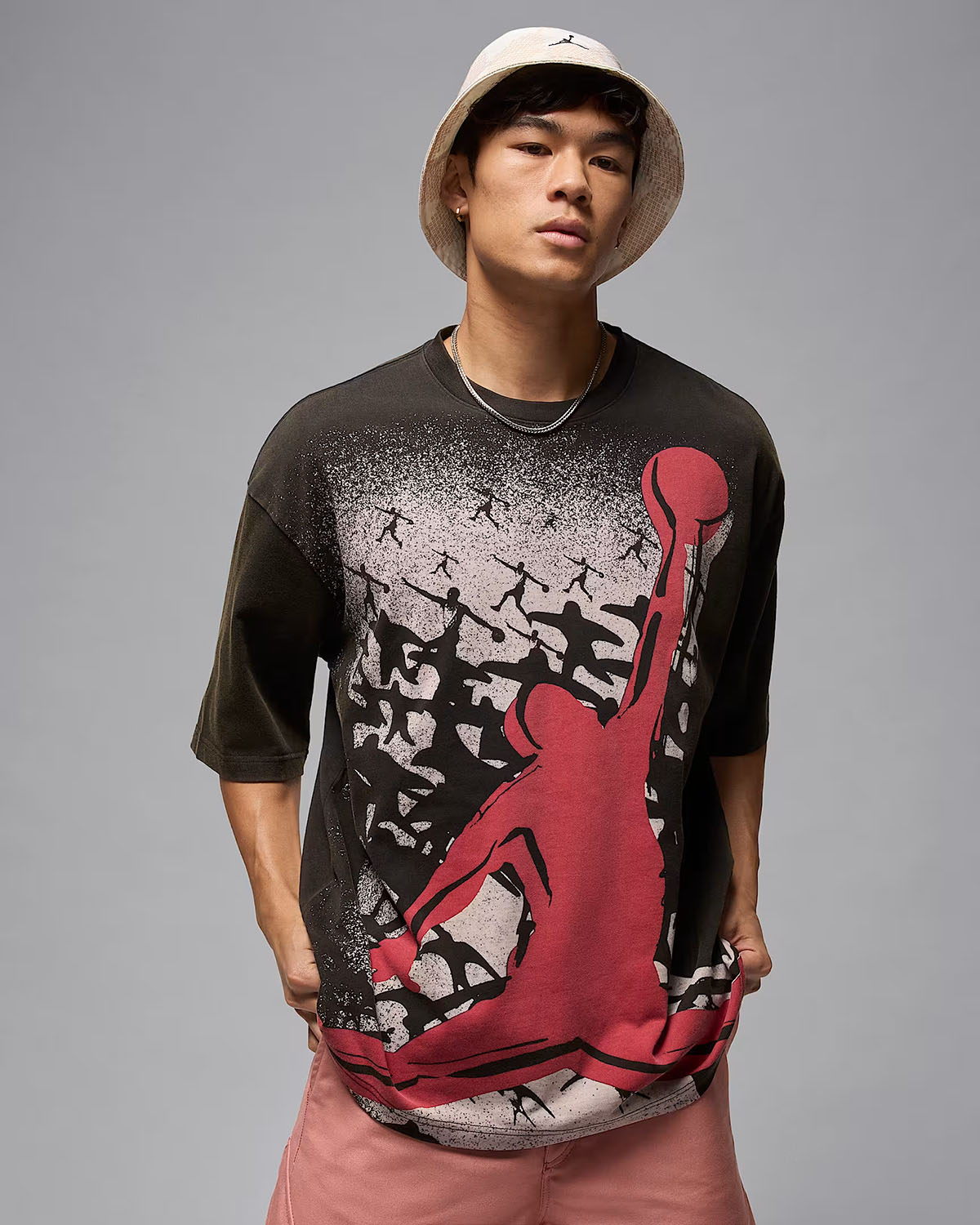 Jordan Mens Oversized Reissue T Shirt Black Gym Red 1