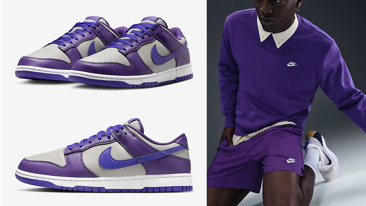 Nike Dunk Low College Grey Wild Grape Persian Violet Mens Shoes and Clothing