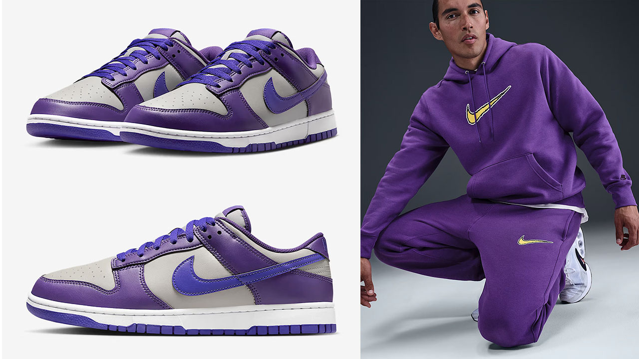 Nike Dunk Low College Grey Wild Grape Persian Violet Mens Shoes and Nike Club Fleece Clothing