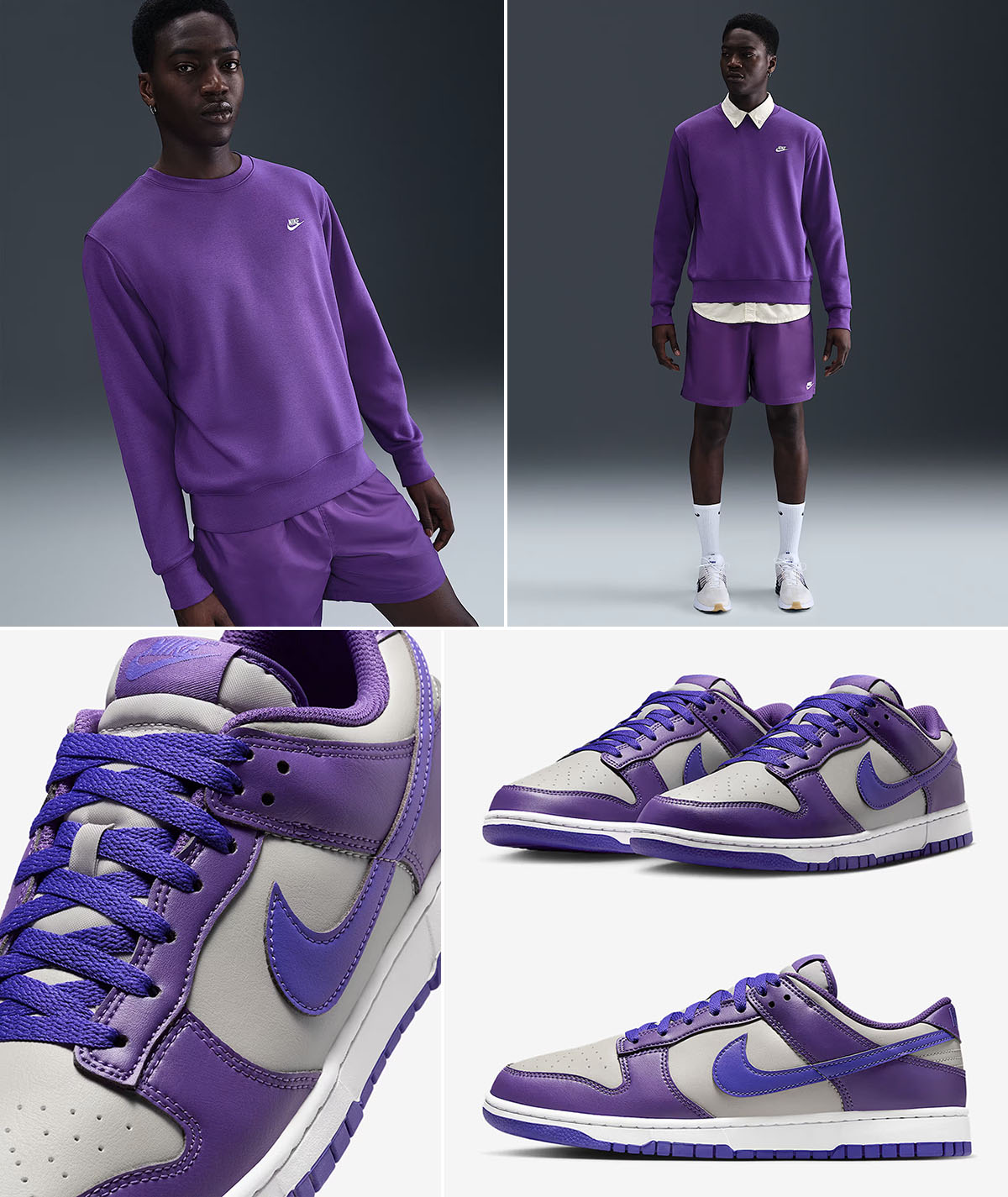 Nike Dunk Low College Grey Wild Grape Persian Violet Mens Shoes and Outfits