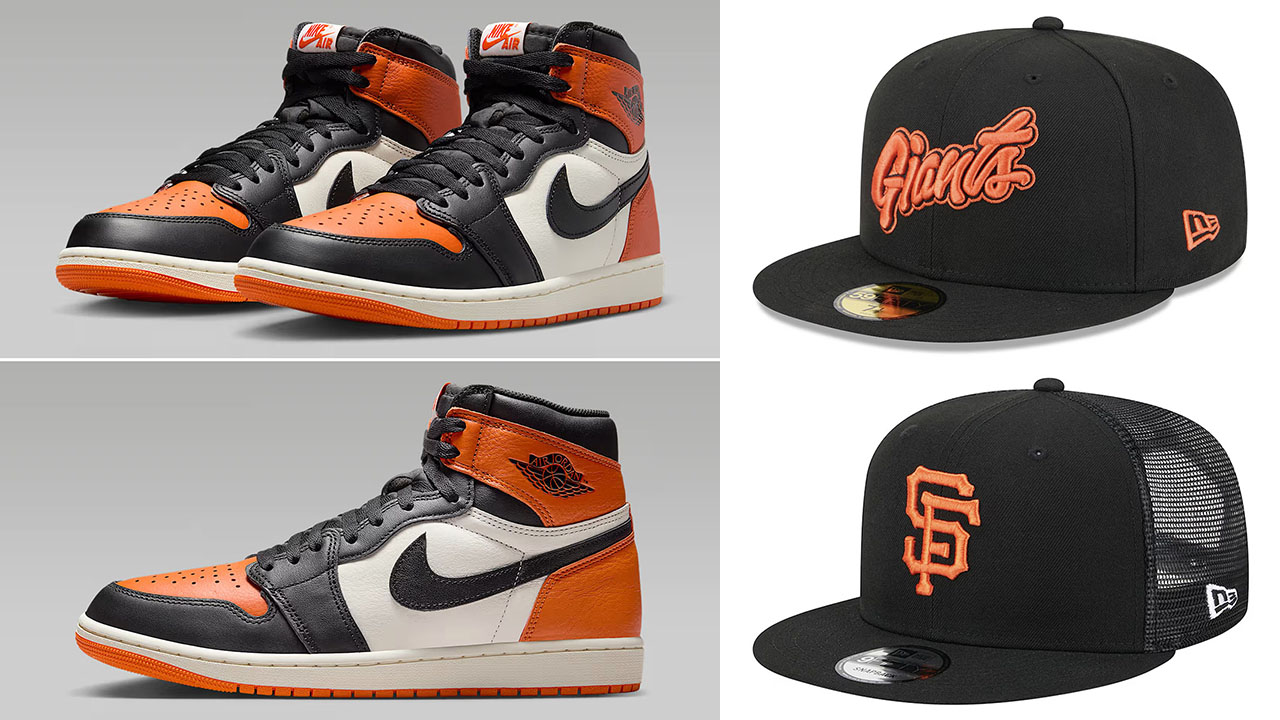 Air Jordan 1 High OG Shattered Backboard 2025 x New Era San Francisco Giants Snapback and Fitted Hats