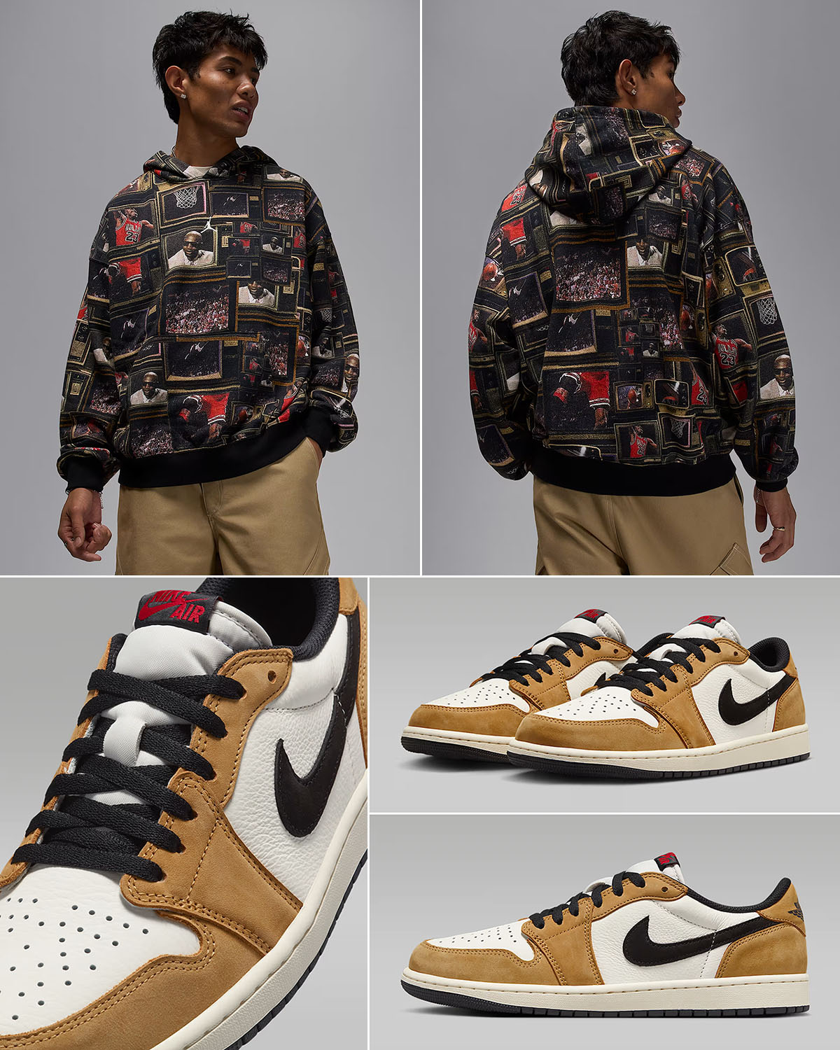 Air Jordan 1 Low OG Rookie of the Year x Jordan Brooklyn Fleece Printed Hoodie Outfit