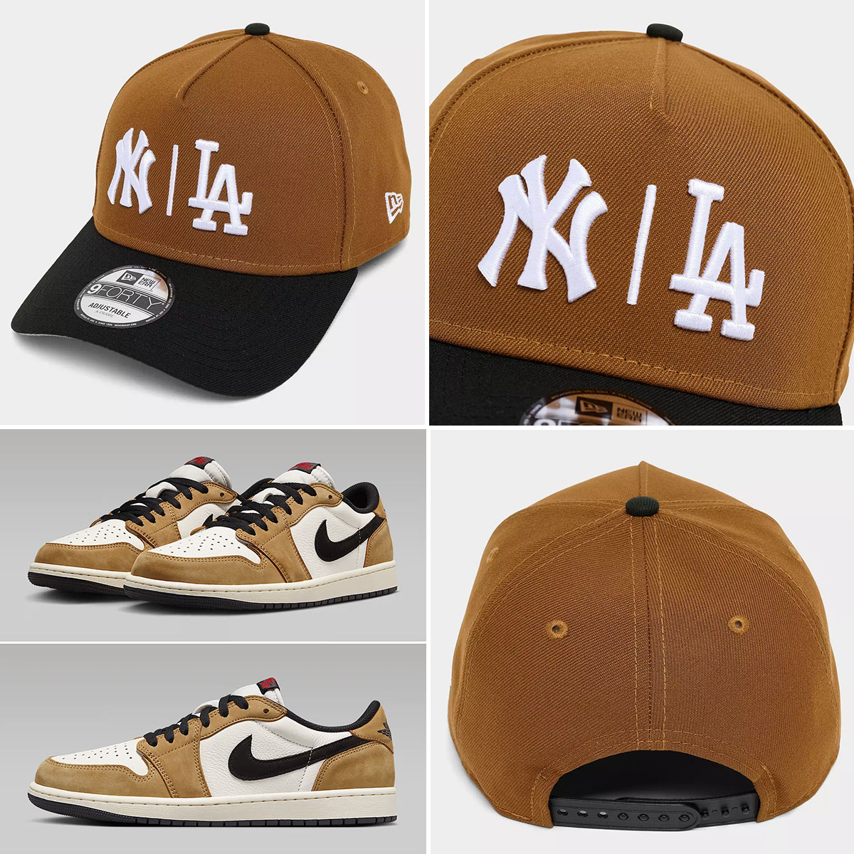 Air Jordan 1 Low OG Rookie of the Year x New Era Yankees Dodgers A Frame Snapback Hat