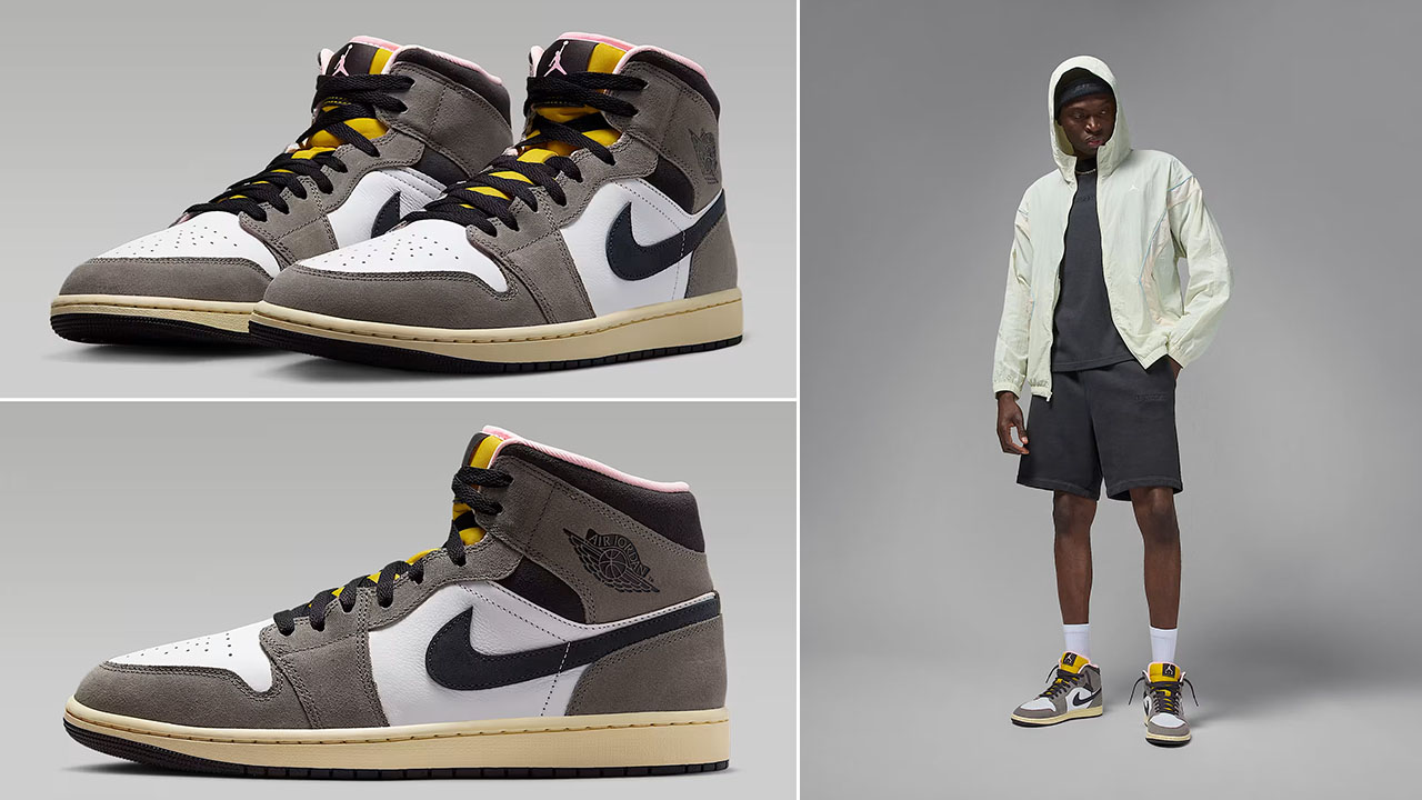 Air Jordan 1 Mid SE Cave Stone Mens Shoes and Outfit