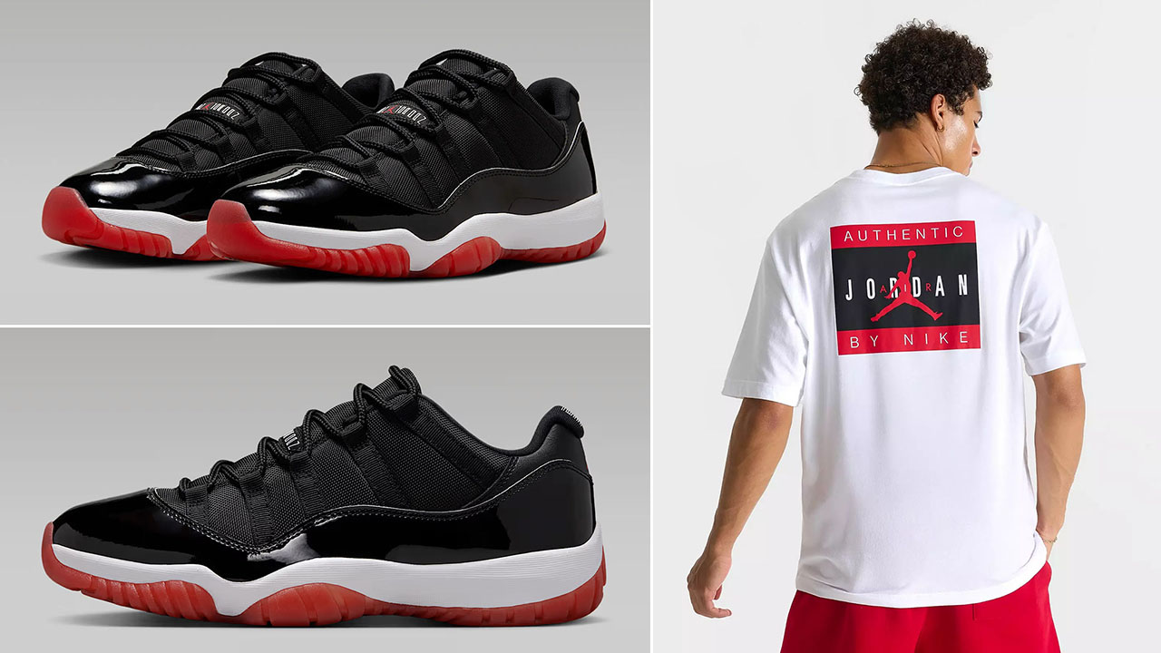 Air Jordan 11 Low Bred x Jordan Authentic T Shirt Outfit
