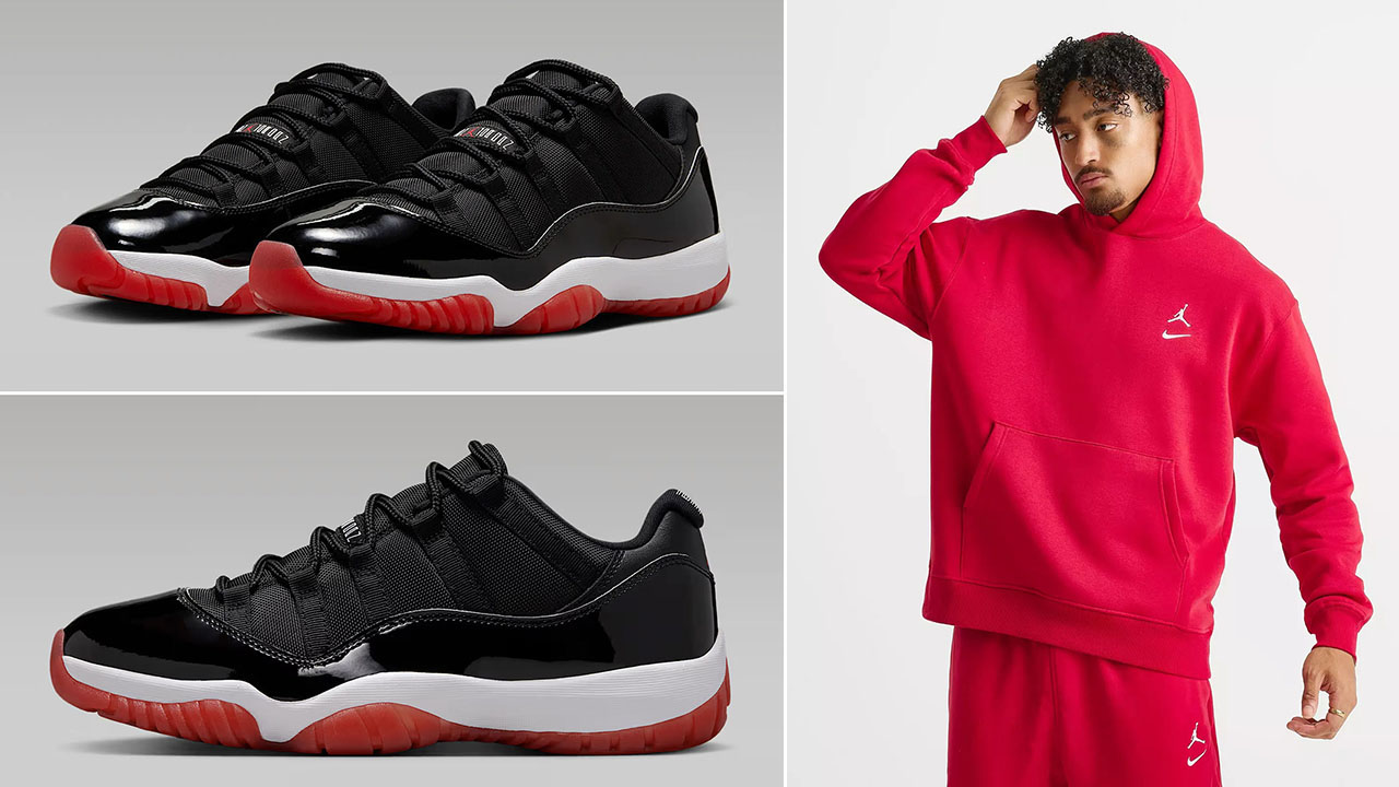Air Jordan 11 Low Bred x Jordan Brooklyn Swoosh Logo and Pants Outfit