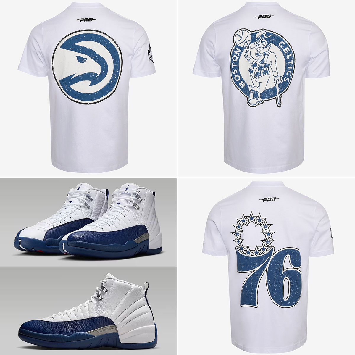 Air Jordan 12 French Blue 2025 Pro Standard NBA Team T Shirts to Match Sneakers