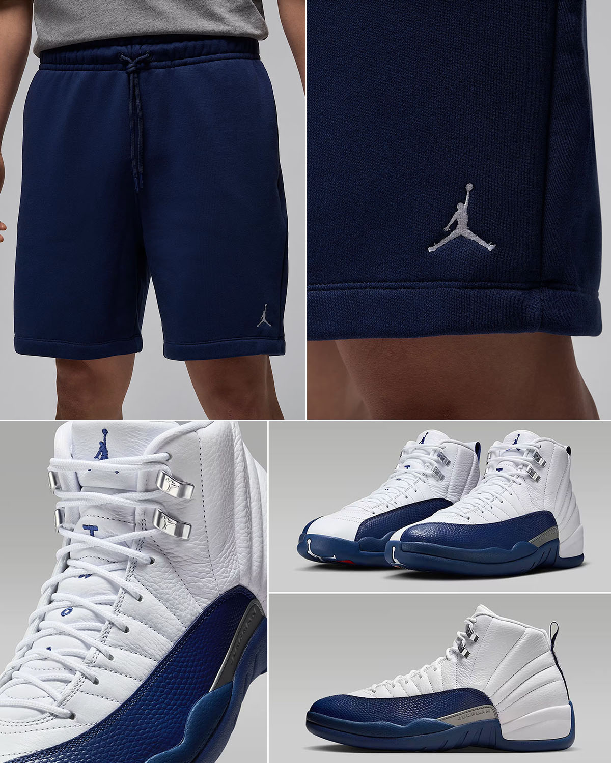 Air Jordan 12 French Blue 2025 x Jordan Brooklyn Fleece Shorts Outfit