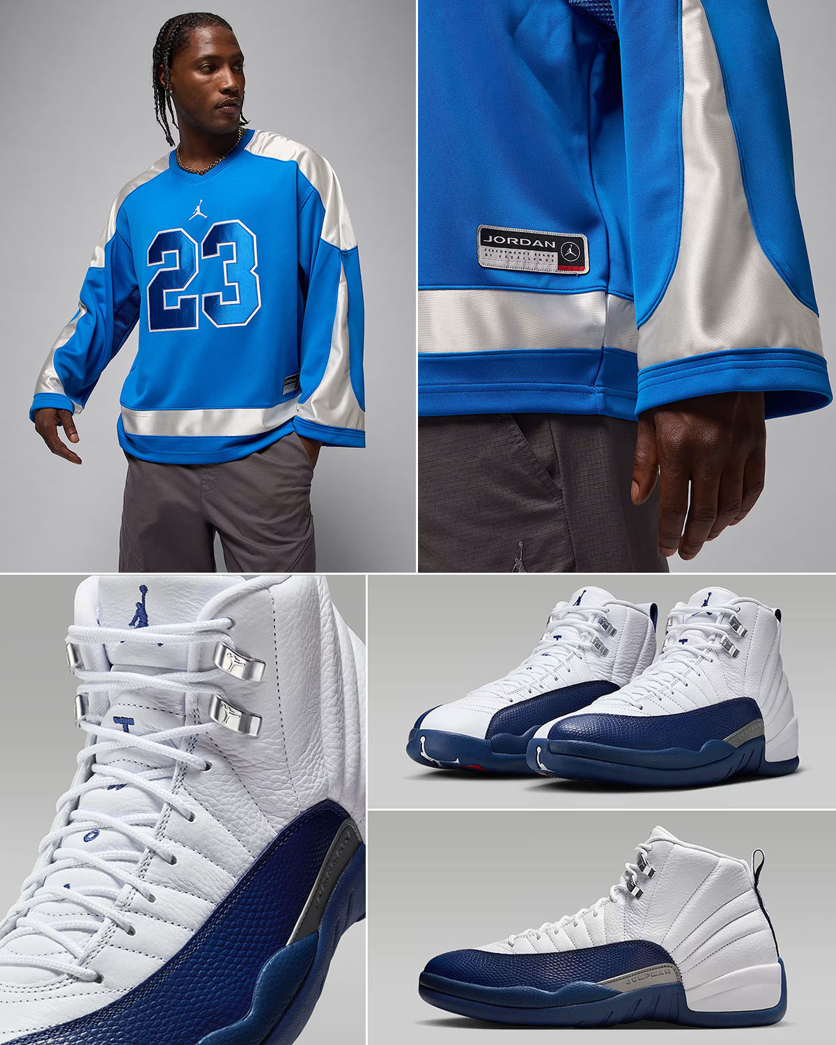 Air Jordan 12 French Blue 2025 x Jordan Brookyn Collegiate Hockey Jersey Outfit