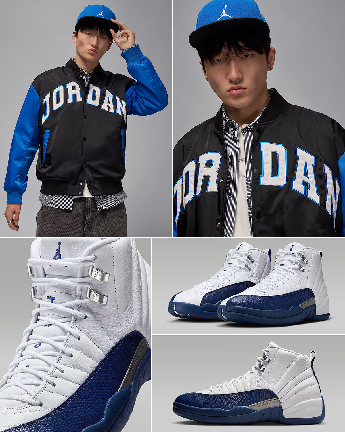 Air Jordan 12 French Blue 2025 x Jordan Brookyn Collegiate Varsity Jacket Outfit