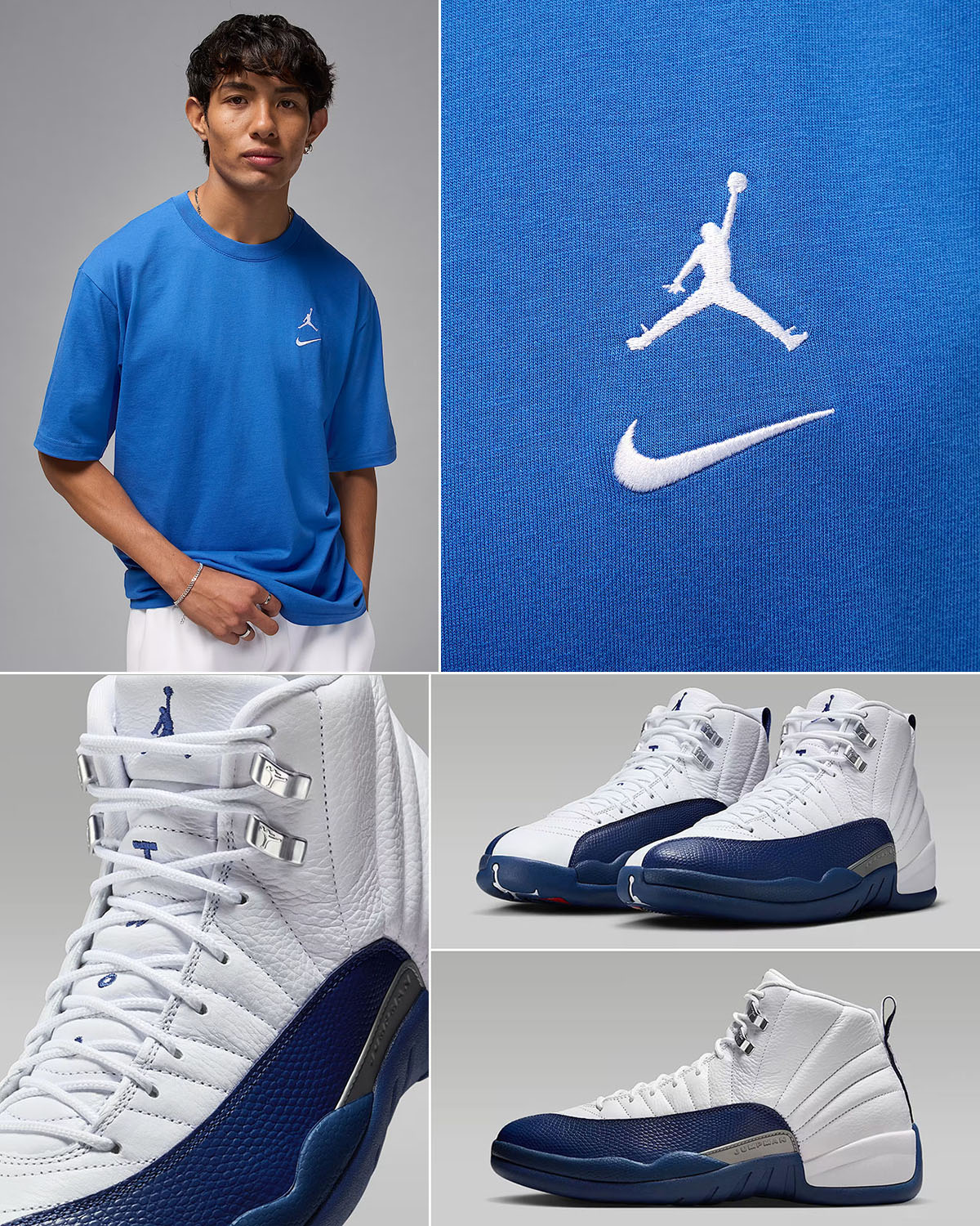 Air Jordan 12 French Blue 2025 x Jordan Brookyn Logo T Shirt Outfit