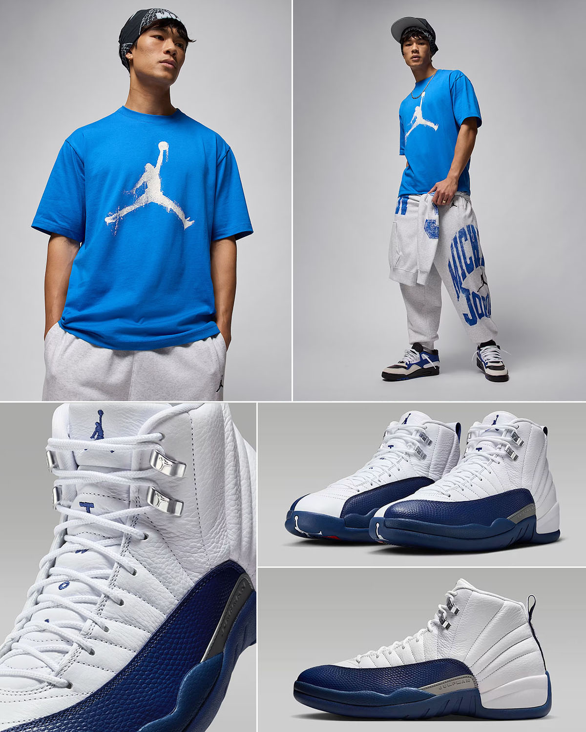 Air Jordan 12 French Blue 2025 x Jordan Brookyn T Shirt and Pants Outfit