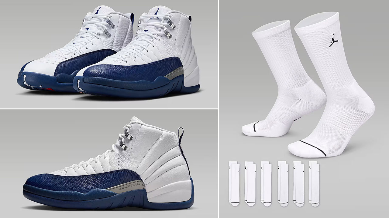 Air Jordan 12 French Blue 2025 x Jordan Everyday White Crew Socks