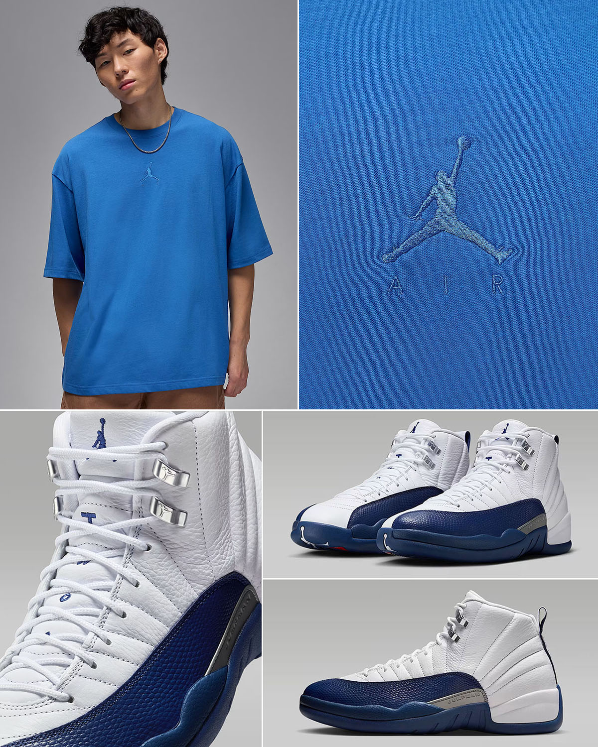 Air Jordan 12 French Blue 2025 x Jordan Flight Essentials Oversized T Shirt Outfit