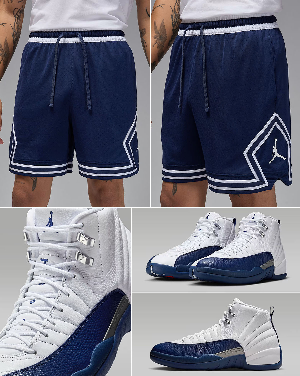 Air Jordan 12 French Blue 2025 x Jordan Mesh Diamond Shorts Outfit