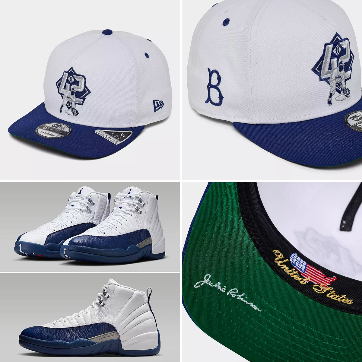 Air Jordan 12 French Blue 2025 x New Era Jackie Robinson Brooklyn Dodgers Snapback Hat