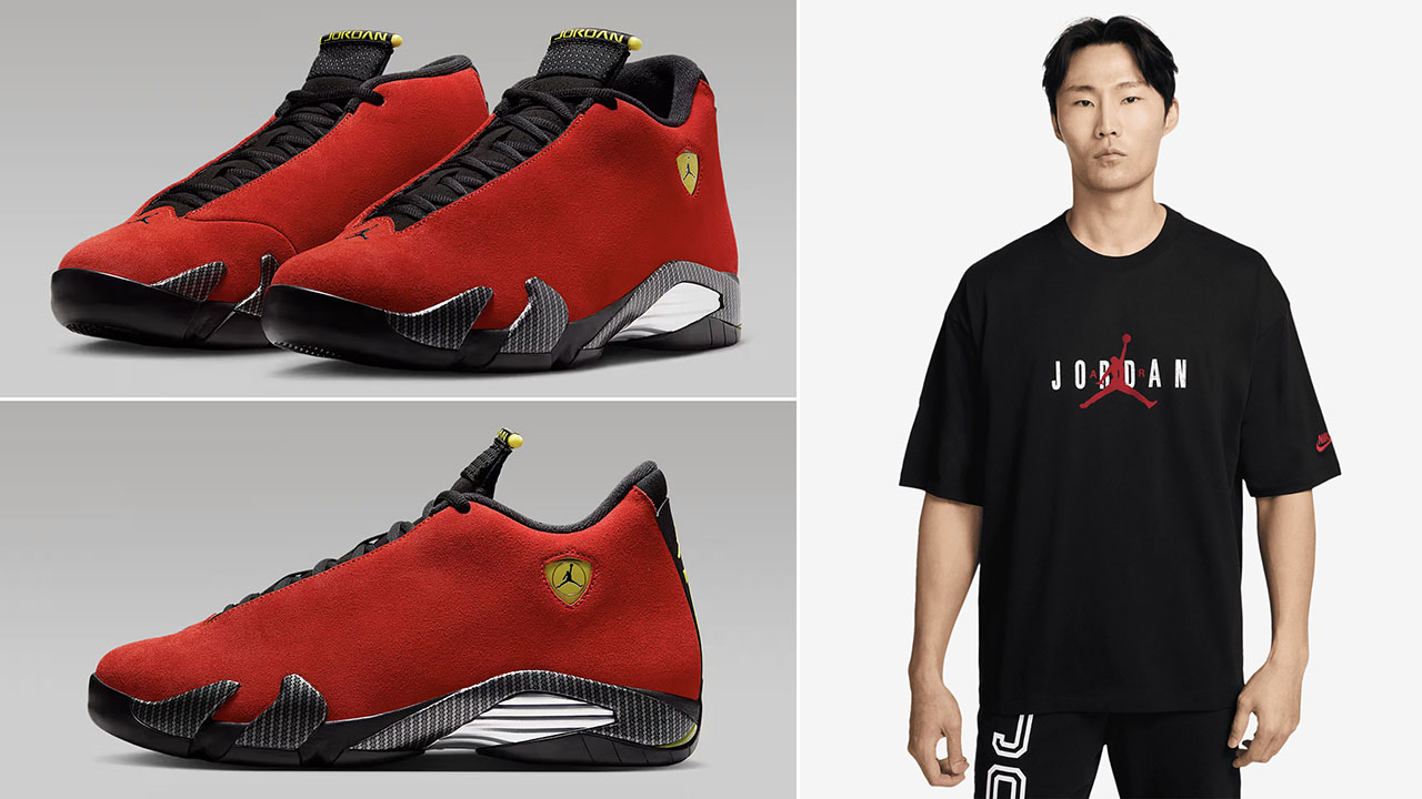 Air Jordan 14 Ferrari 2025 x Jordan Brooklyn Oversized Black T Shirt Outfit