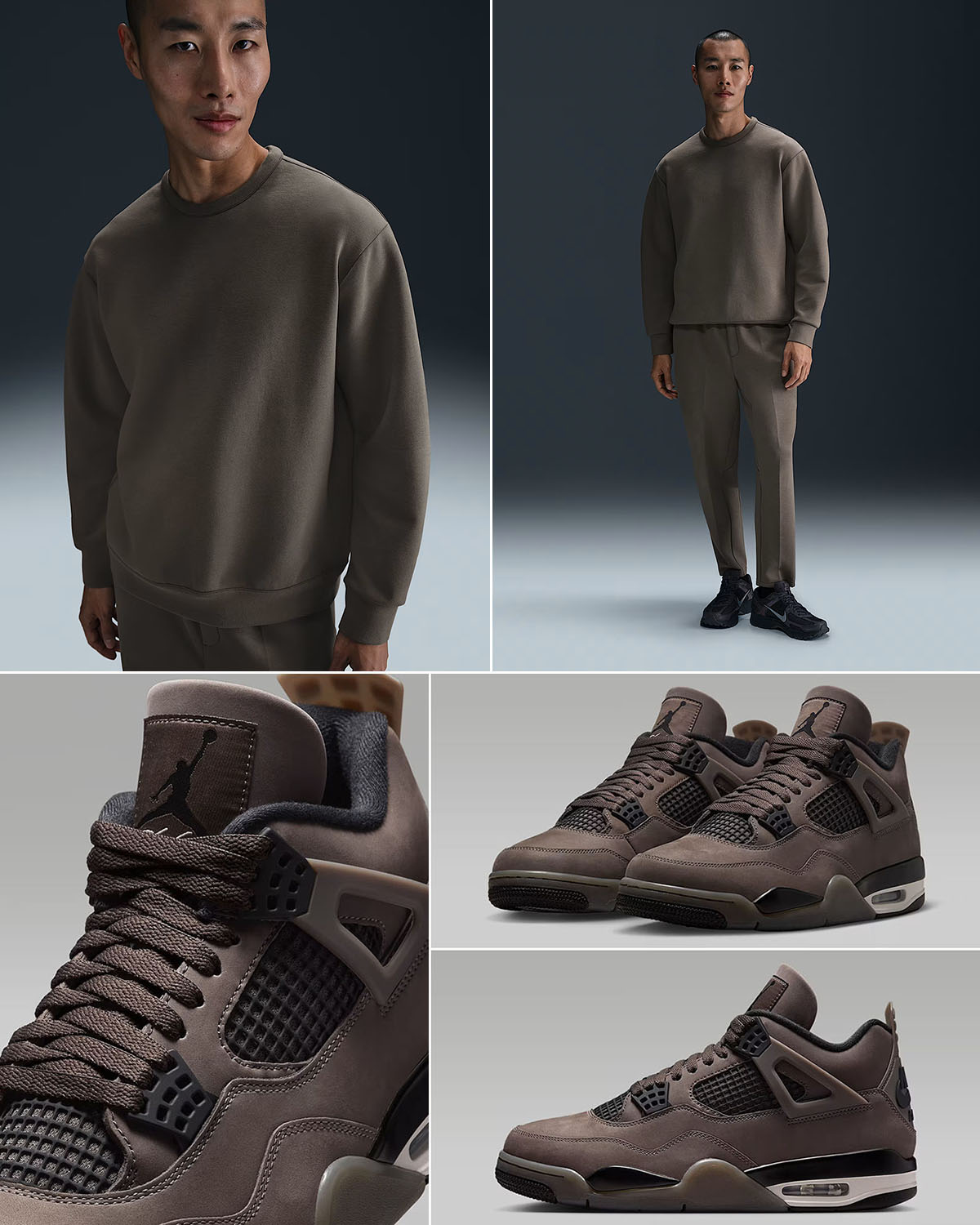 Air Jordan 4 Cave Stone Shoes x Nike Sweatshirt and Pants Outfit
