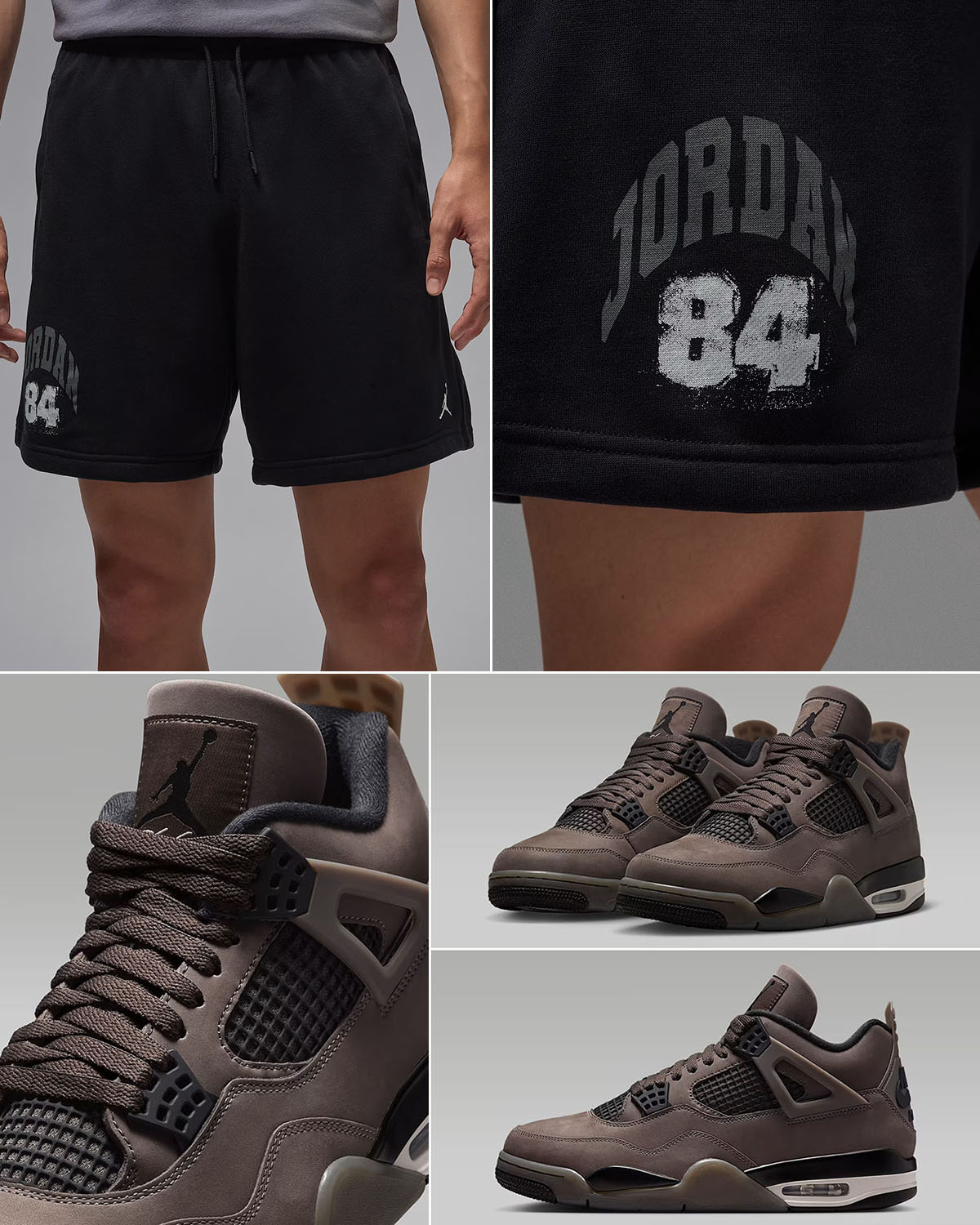 Air Jordan 4 Cave Stone x Jordan Brooklyn Collegiate Fleece Shorts Outfit