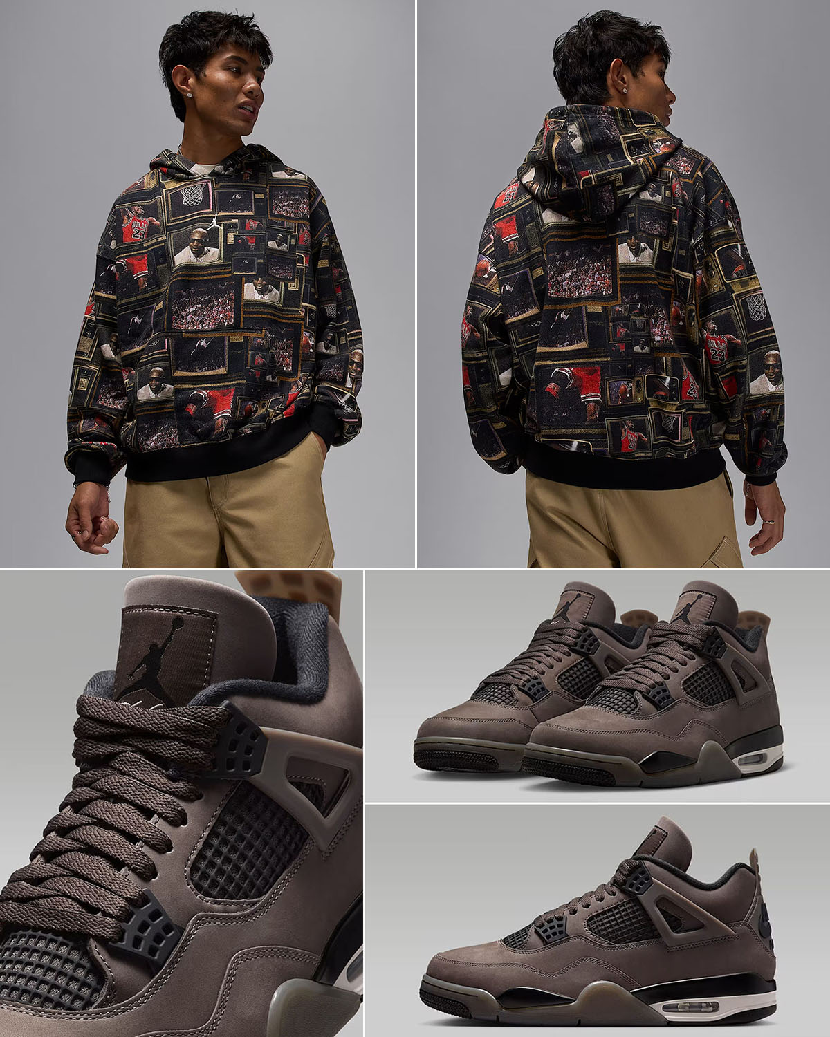 Air Jordan 4 Cave Stone x Jordan Brooklyn Fleece Printed Hoodie Outfit