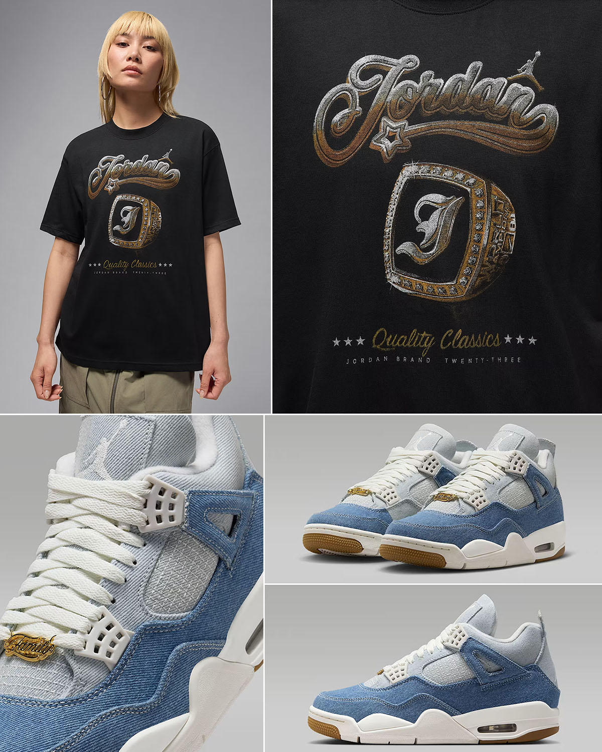 Air Jordan 4 Denim Worn Blue Shoes and Graphic T Shirt Outfit