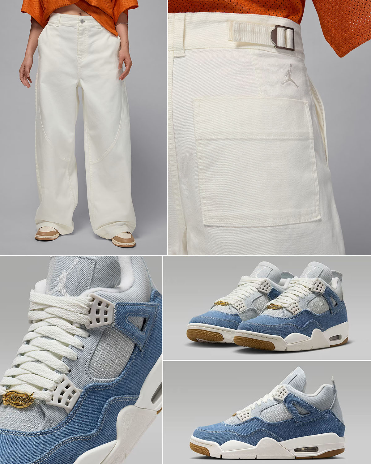 Air Jordan 4 Denim Worn Blue Womens Shoes and Pants Outfit