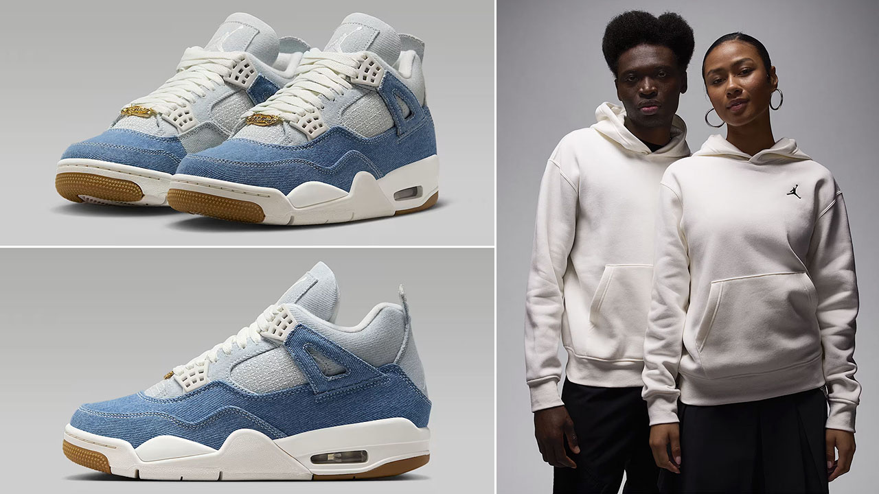 Air Jordan 4 Denim Worn Blue x Jordan Brooklyn Fleece Hoodie Outfit