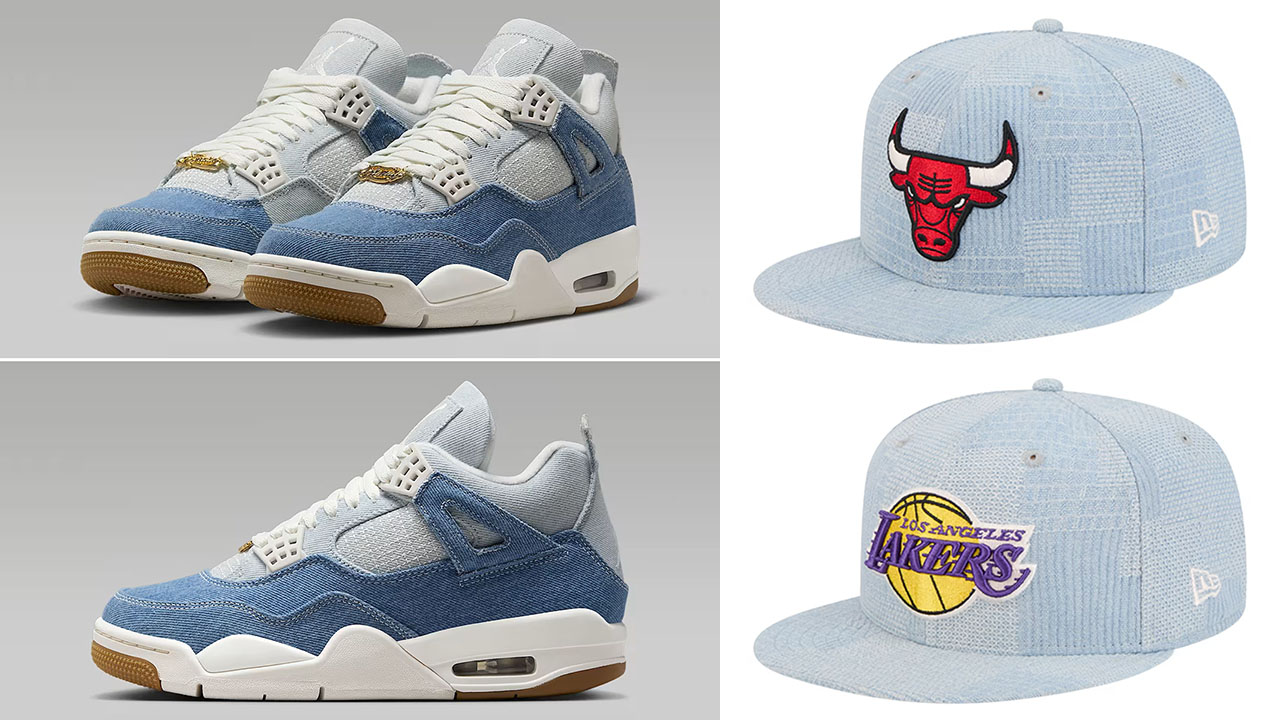 Air Jordan 4 Denim Worn Blue x New Era Denim Hats Snapback Caps