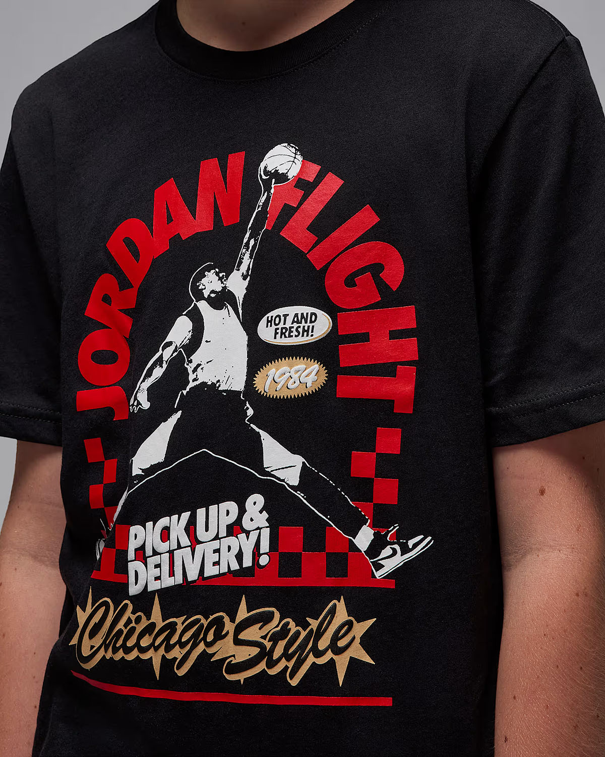 Air Jordan 4 GS Pizza Boys T Shirt Black 2