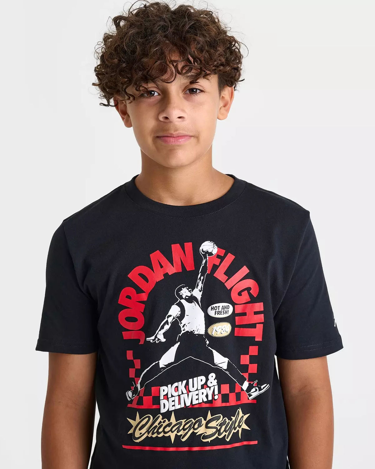 Air Jordan 4 GS Pizza Kids Black T Shirt Grade School 2