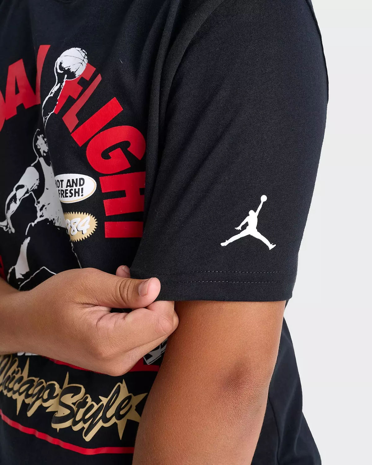 Air Jordan 4 GS Pizza Kids Black T Shirt Grade School 3