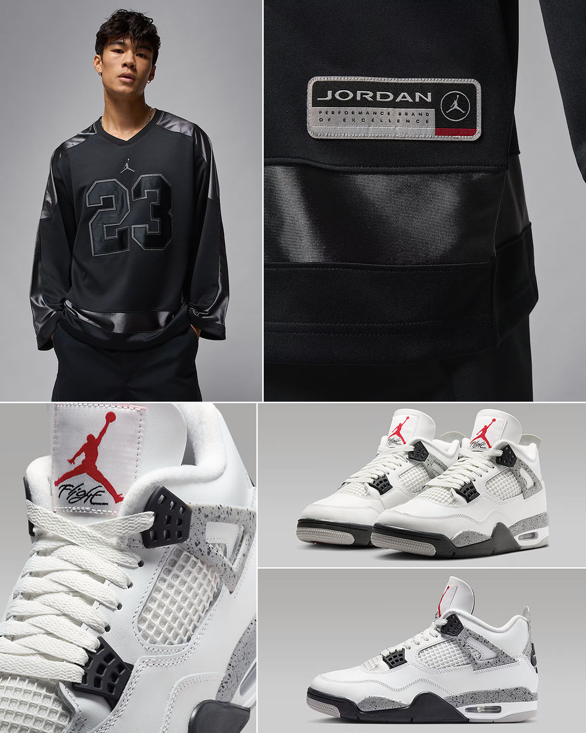 Air Jordan 4 White Cement 2025 x Jordan Brooklyn Collegiate Hockey Jersey
