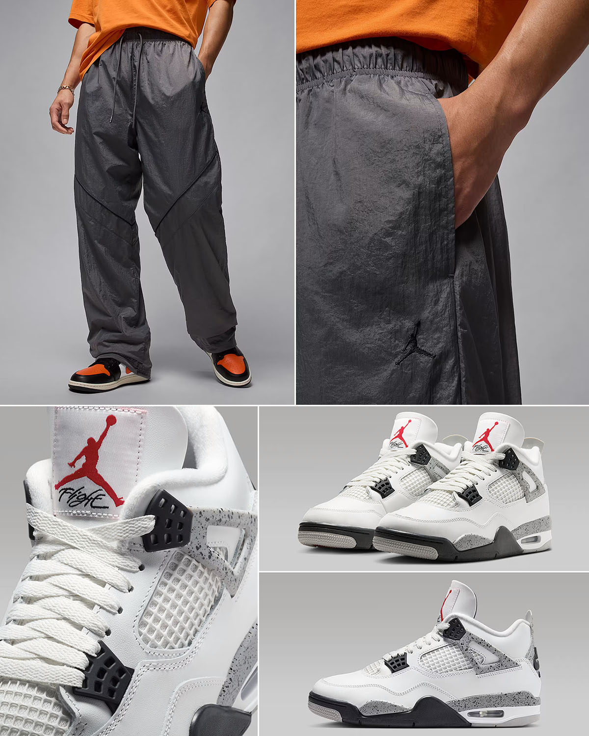 Air Jordan 4 White Cement 2025 x Jordan Brooklyn Draft Pants Outfit