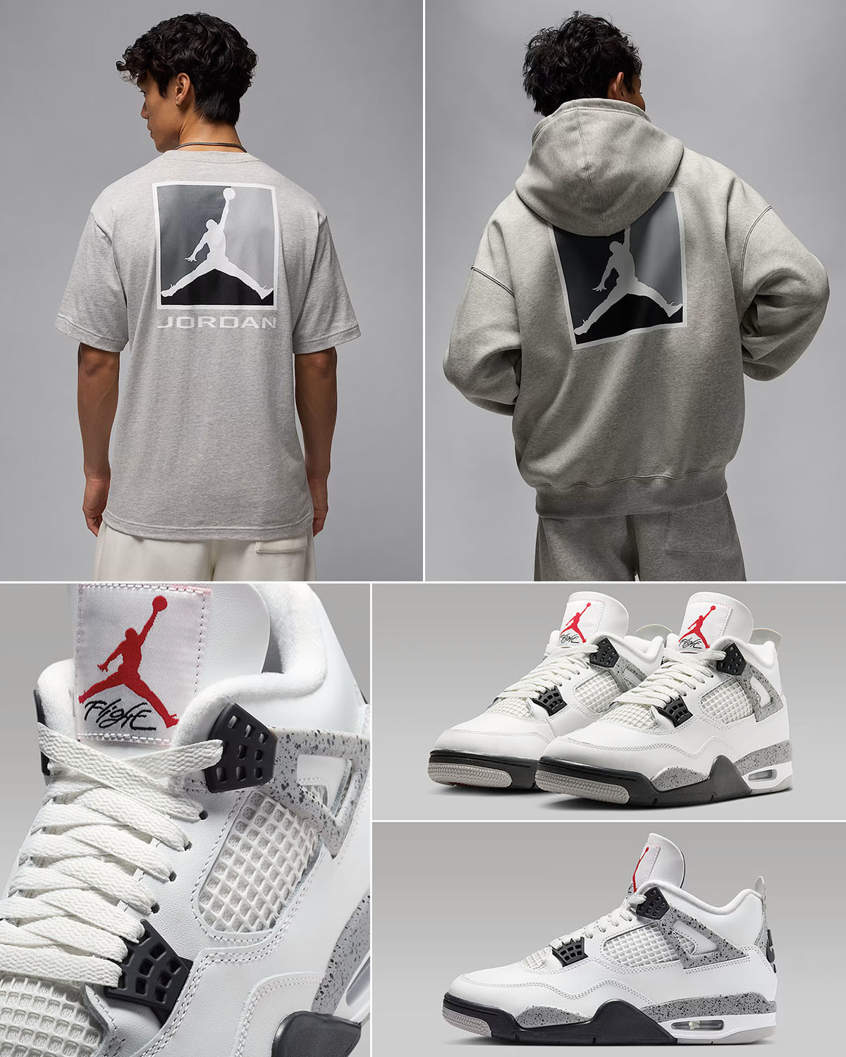 Air Jordan 4 White Cement 2025 x Jordan Brooklyn Graphic Grey Clothing Outfits