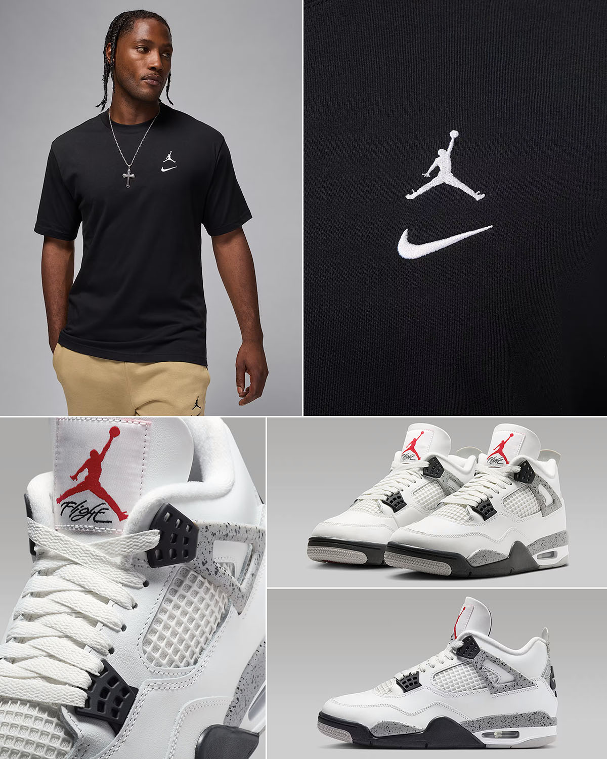 Air Jordan 4 White Cement 2025 x Jordan Brooklyn T Shirt