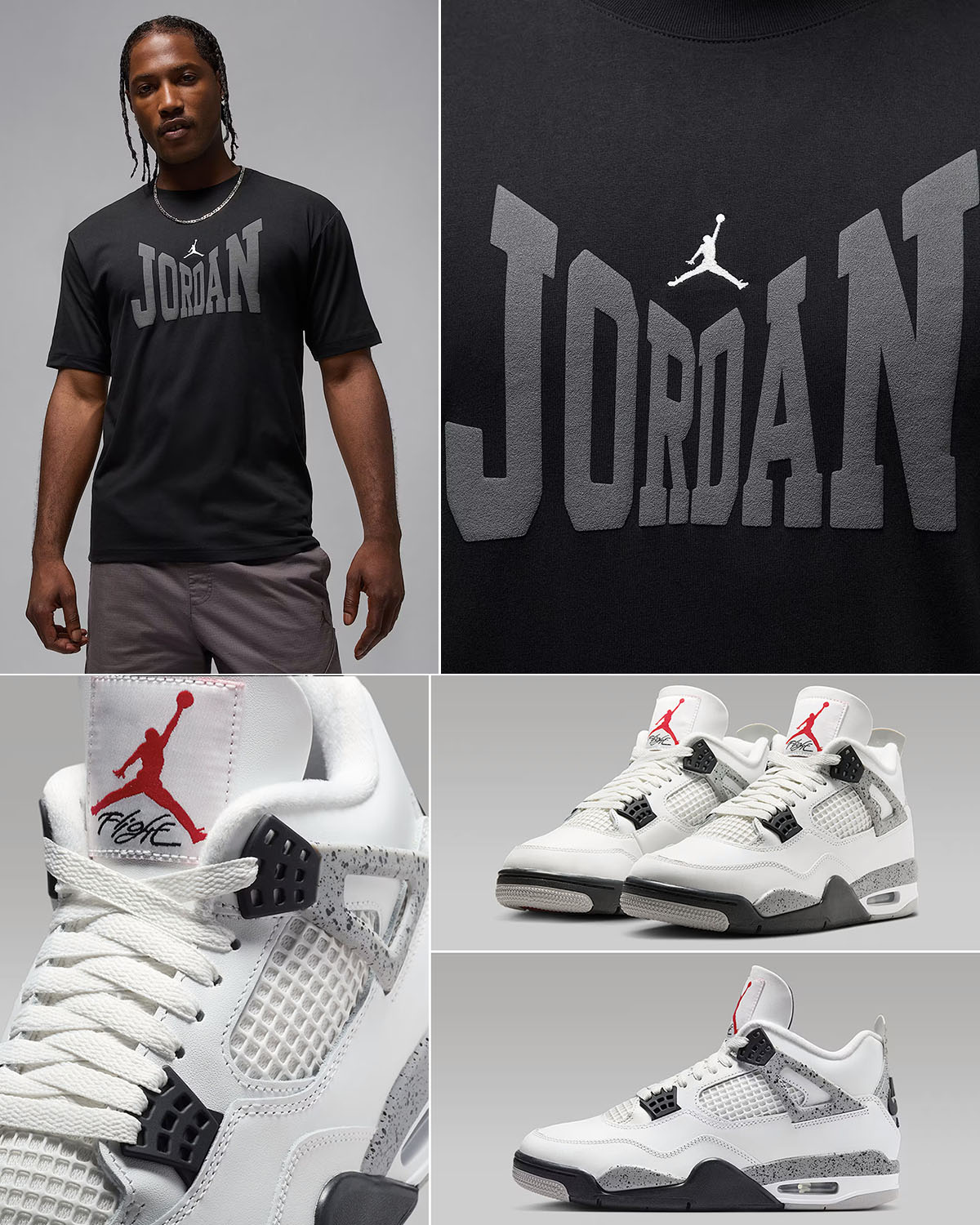 Air Jordan 4 White Cement 2025 x Jordan Brooklyn Tee Shirt