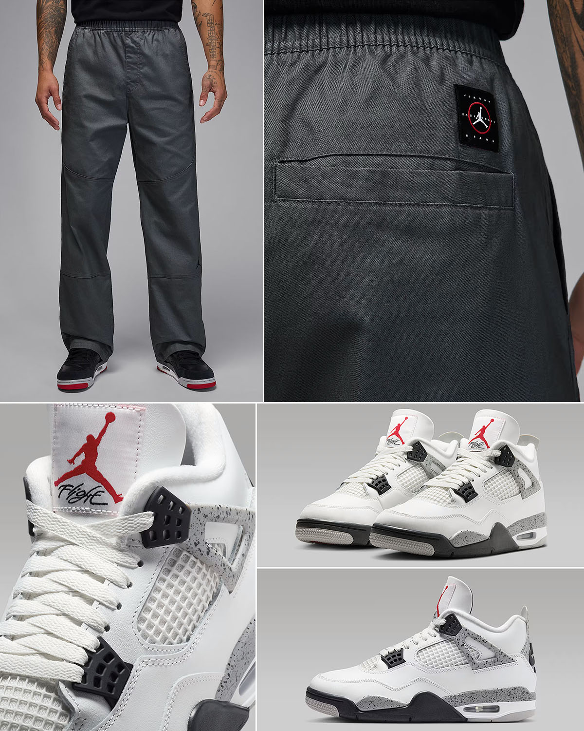 Air Jordan 4 White Cement 2025 x Jordan Essentials Woven Pants Outfit
