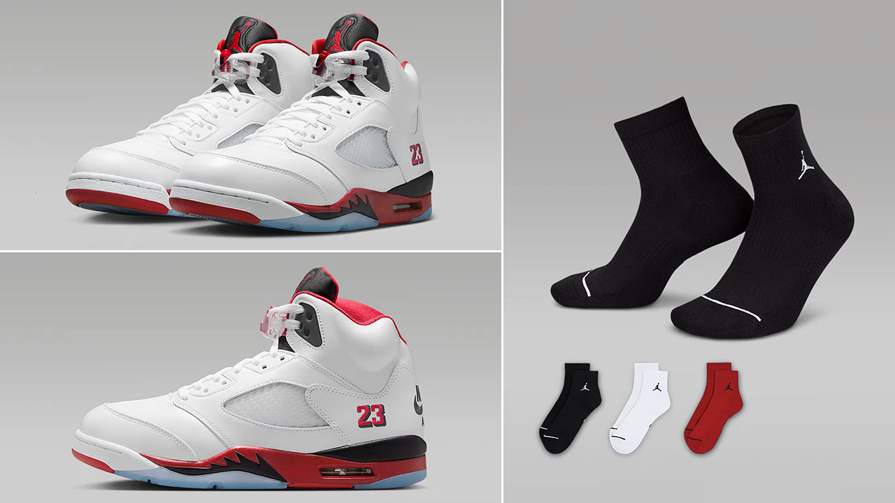 Air-Jordan-5-Fire-Red-Black-Tongue-2025-x-Jordan-Ankle-Socks-to-Match-Sneakers