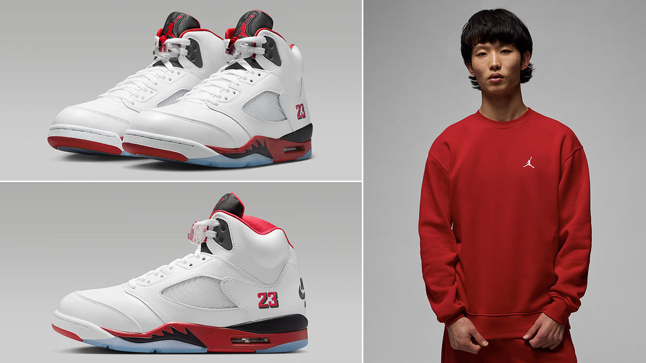 Air-Jordan-5-Fire-Red-Black-Tongue-2025-x-Jordan-Brooklyn-Fleece-Sweatshirt-to-Match-Sneakers