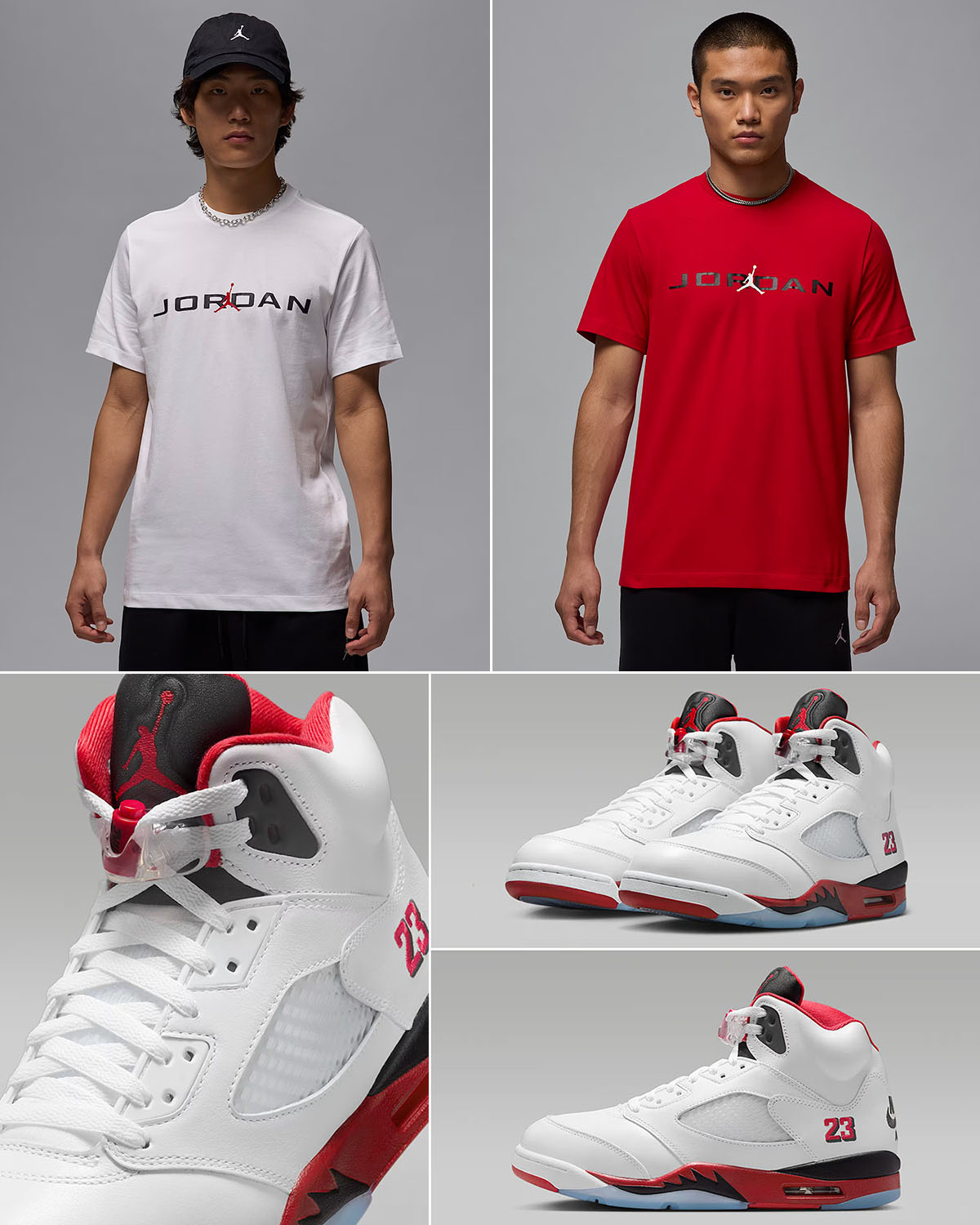 Air Jordan 5 Fire Red Black Tongue 2025 x Jordan Stretch T Shirt