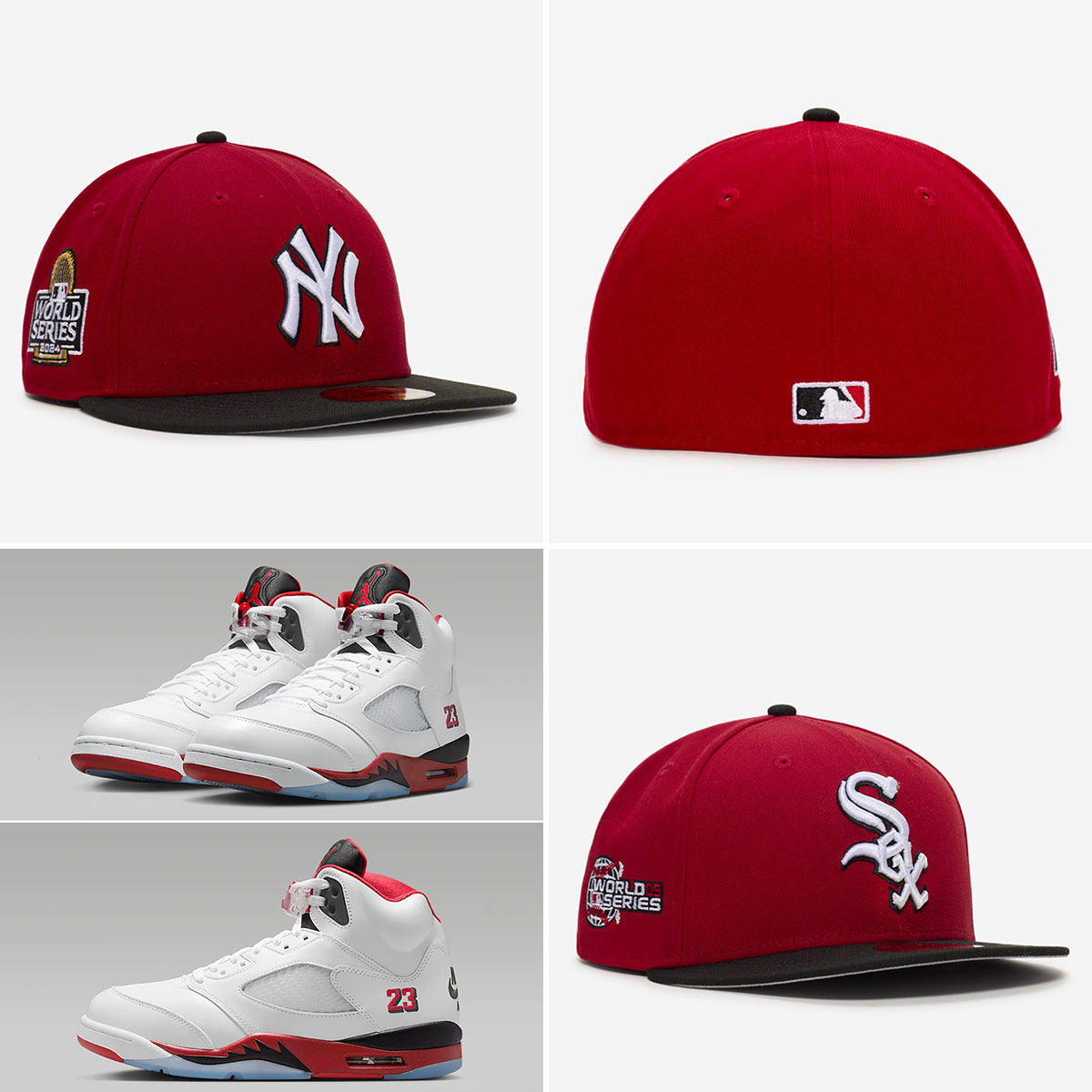 Air Jordan 5 Fire Red Black Tongue 2025 x New Era 59FIFTY Fitted Hats to Match