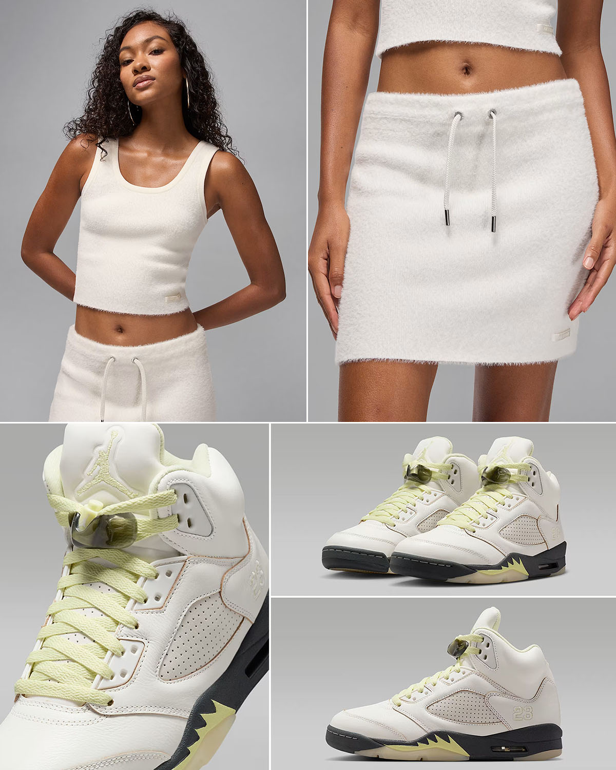 Air Jordan 5 Luminous Green x Jordan Womens Sail Tank Top and Skirt Outfit