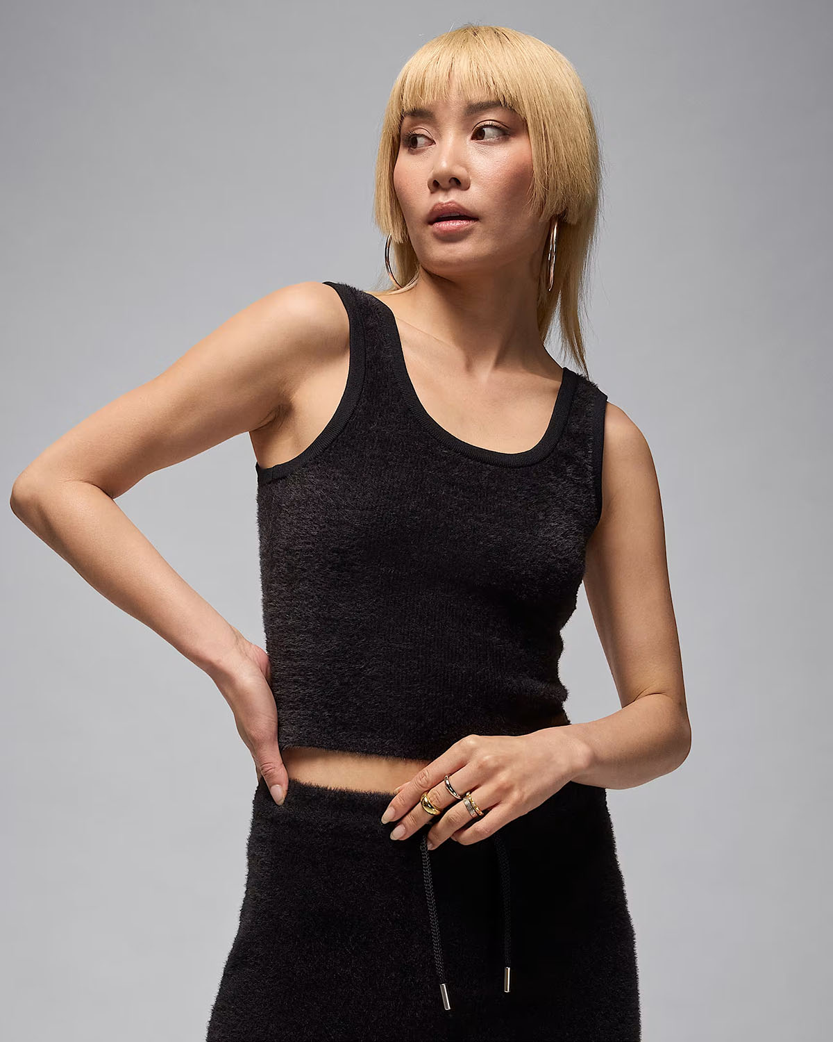 Air Jordan Womens Fuzzy Tank Top Black 1