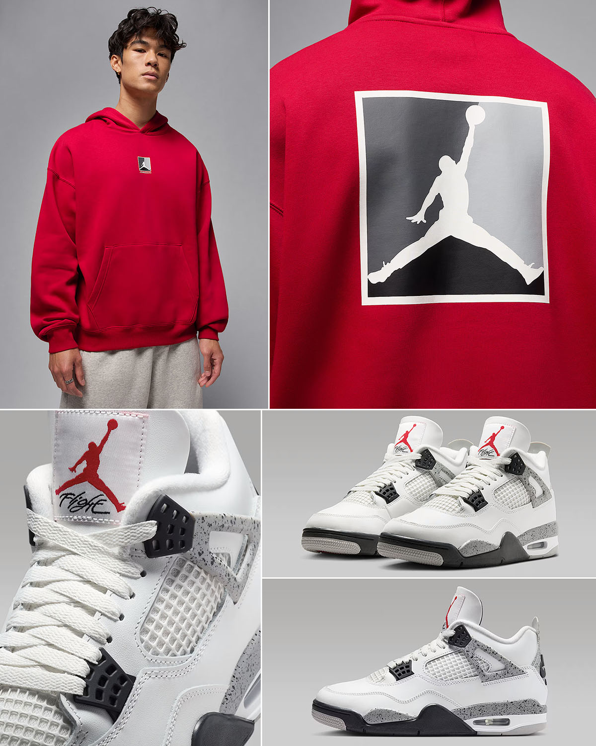 Air jordan 4 White Cement 2025 x Jordan Brooklyn Fleece Graphic Hoodie Outfit