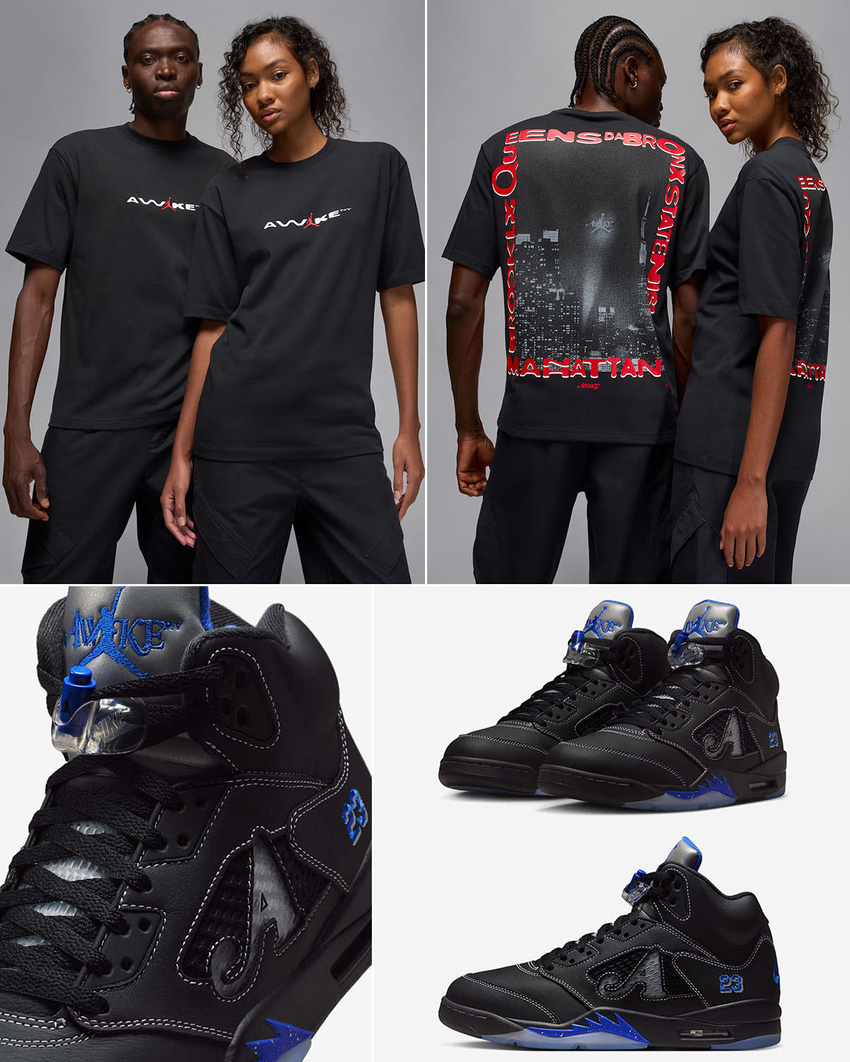 Awake NY Air Jordan 5 Racer Blue Shoes and T Shirt Outfit