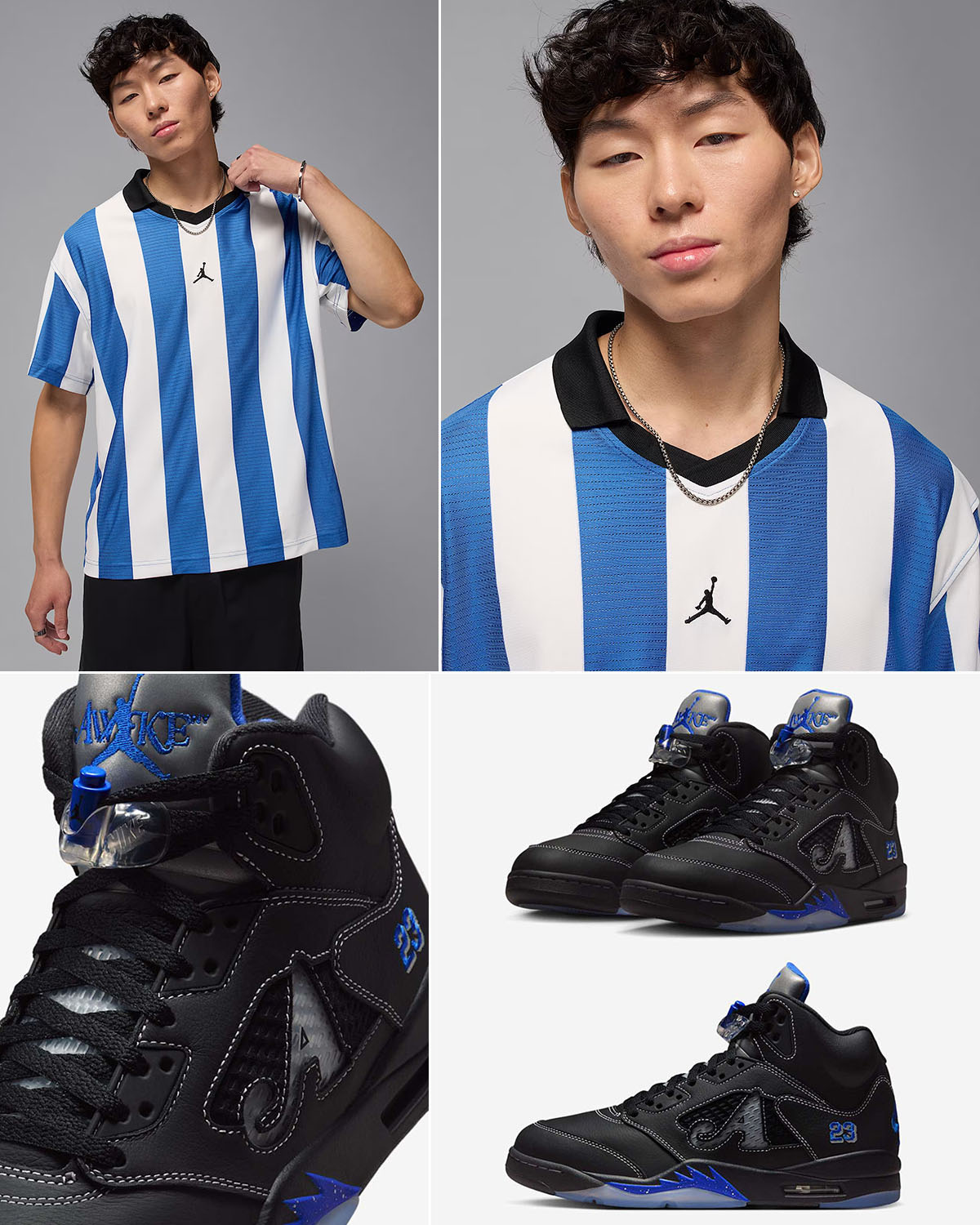 Awake NY Air Jordan 5 Racer Blue x Jordan Brookyn Collegiate Goalie Top Outfit