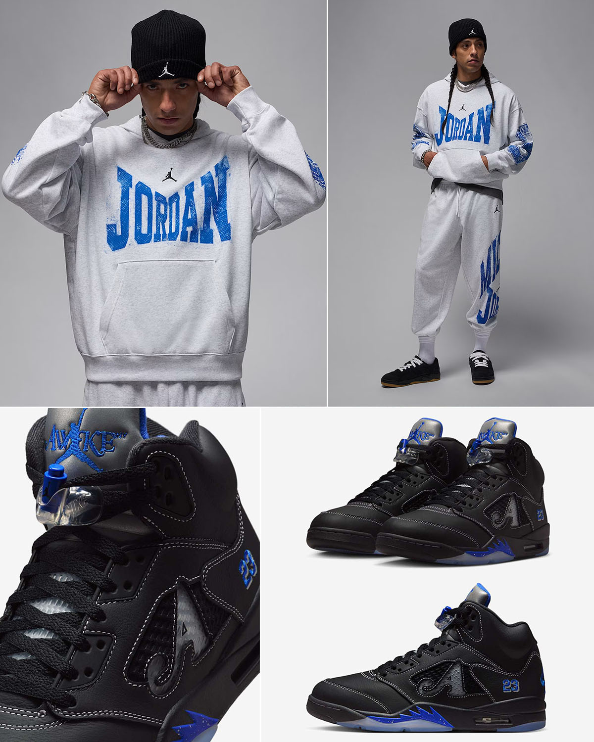Awake NY Air Jordan 5 Racer Blue x Jordan Brookyn Fleece Hoodie and Pants Outfit