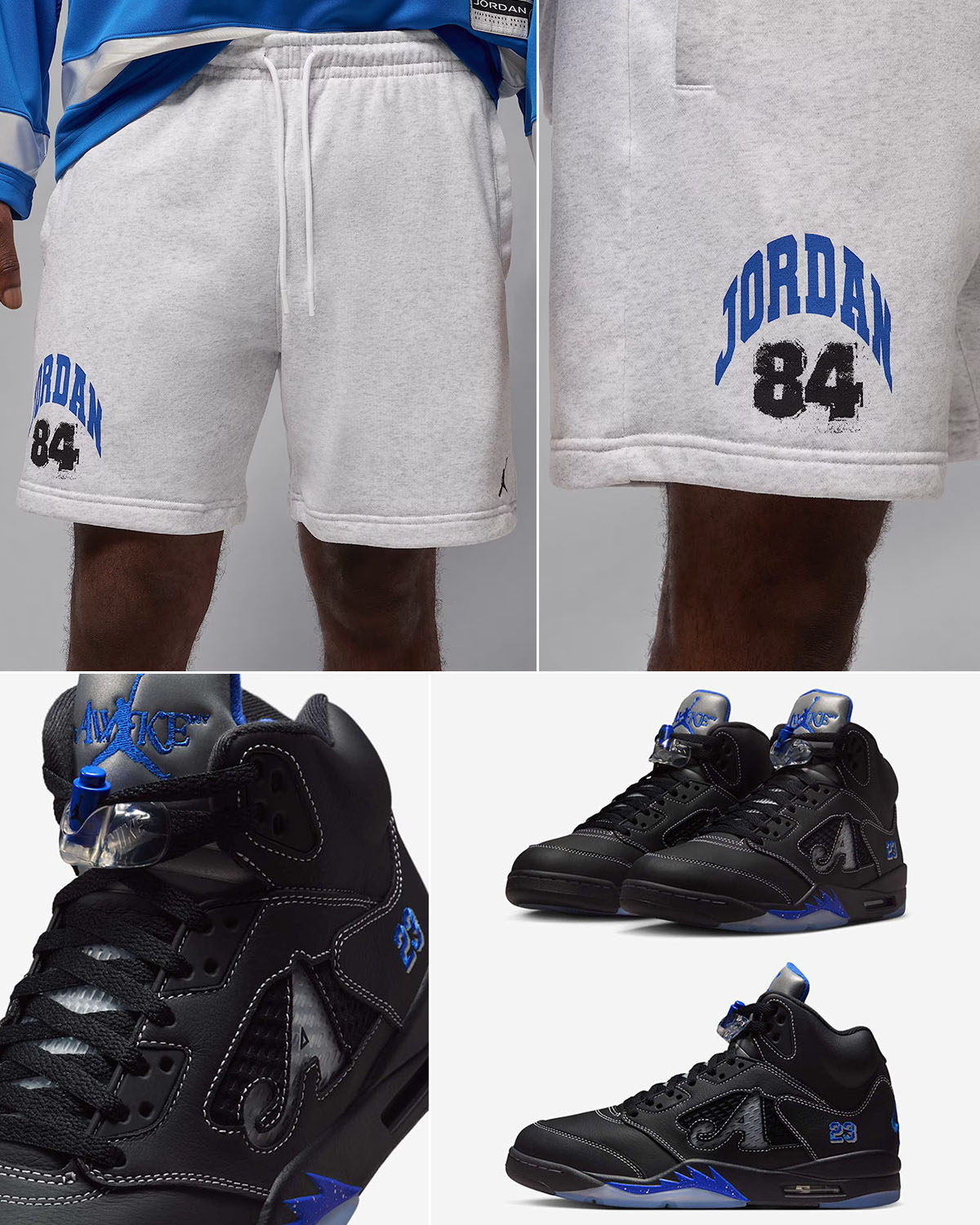 Awake NY Air Jordan 5 Racer Blue x Jordan Brookyn Fleece Shorts Outfit