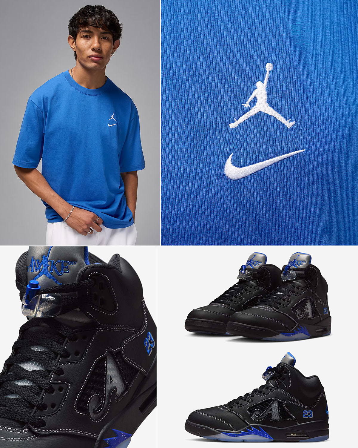 Awake NY Air Jordan 5 Racer Blue x Jordan Brookyn Logo T Shirt Outfit