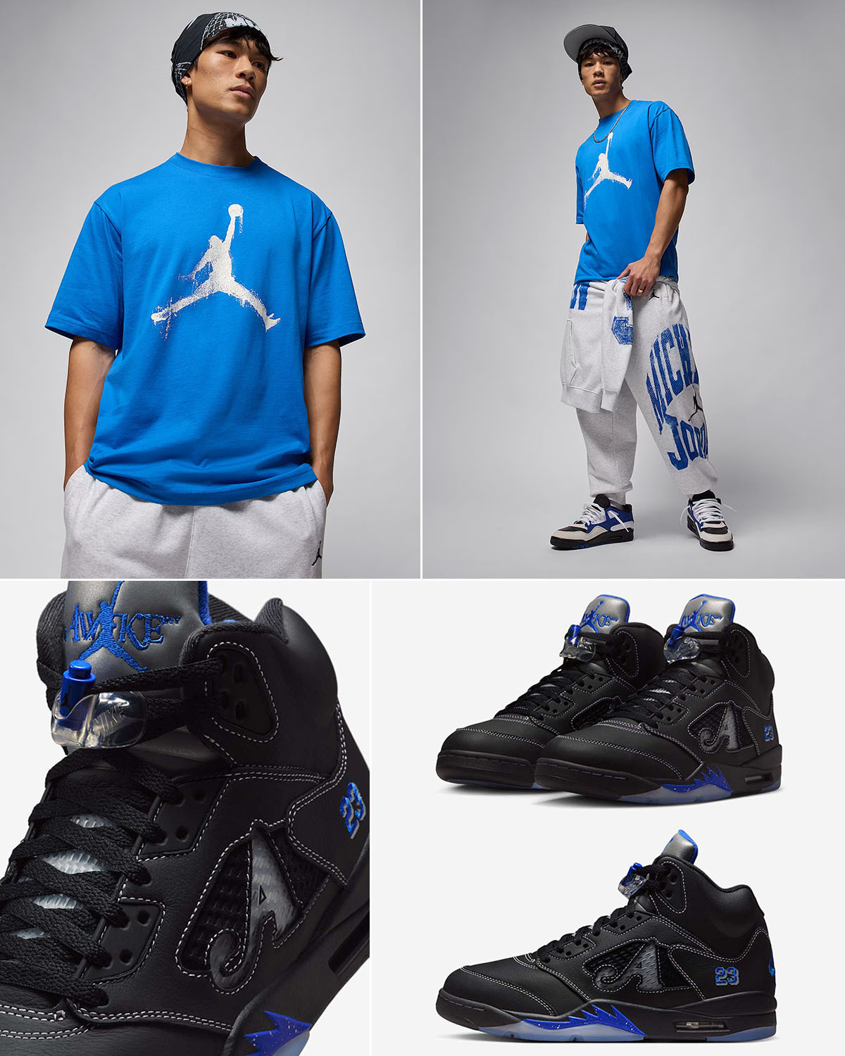 Awake NY Air Jordan 5 Racer Blue x Jordan Brookyn T Shirt and Pants Outfit